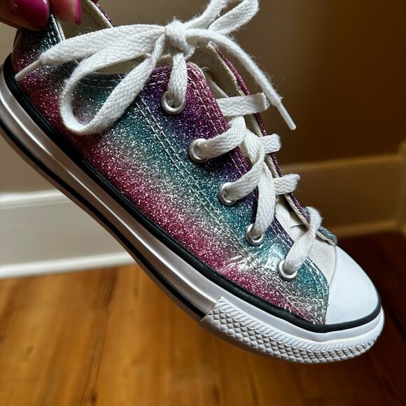 Converse All Star low top multicolor glitter sneakers SIZE 13.5 - Picture 1 of 7